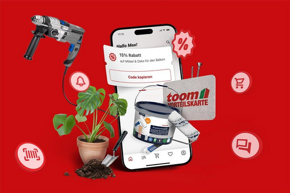 Smartphone mit App und Heimwerkerartikeln